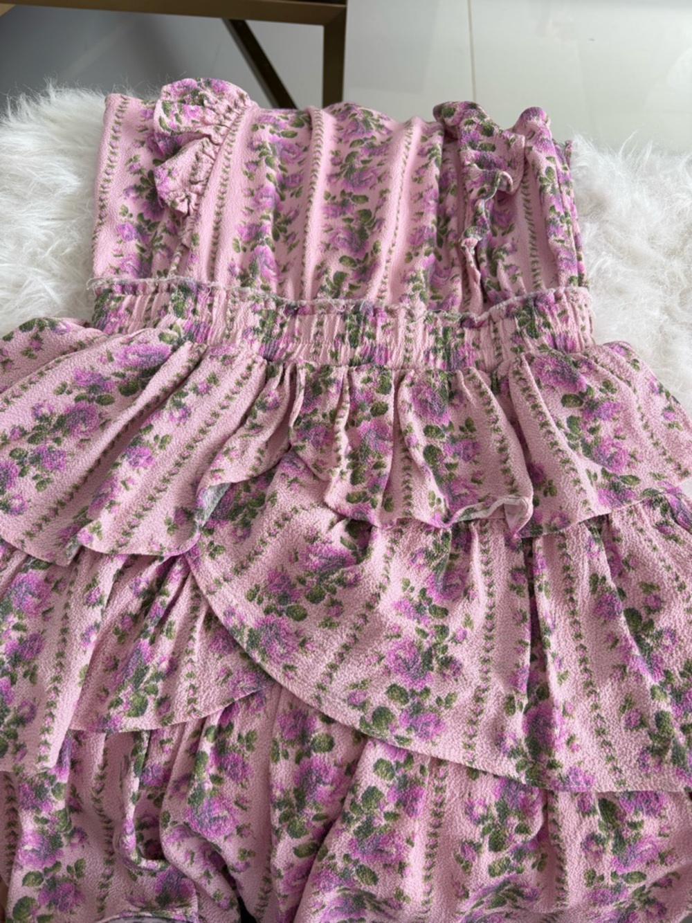LoveShackFancy Girls Dress  lilac with pinkish floral print 8/9 - Picture 3 of 7